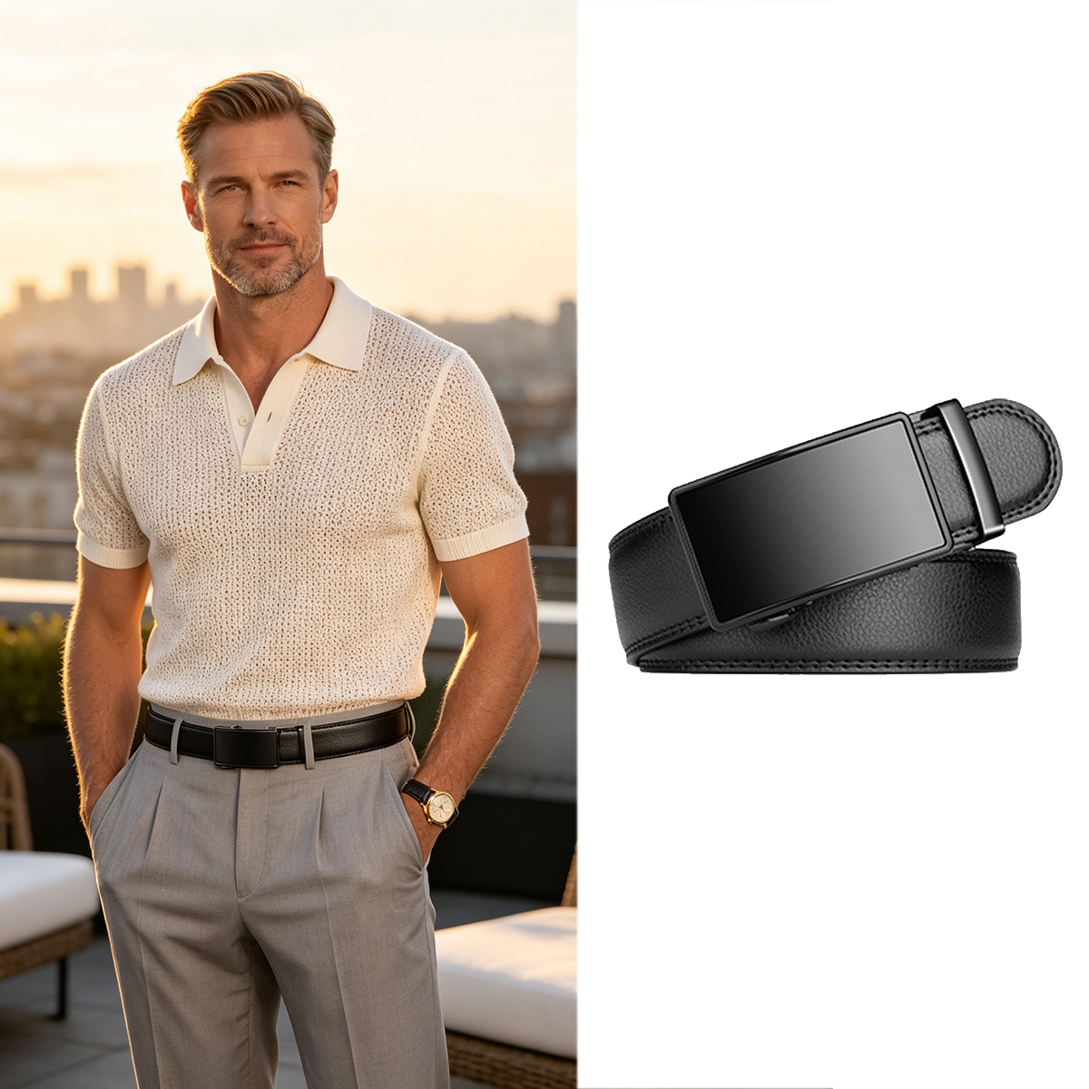 Men'S Formal Wear Belt - 1PC Men's Automatic Buckle Belt, Business