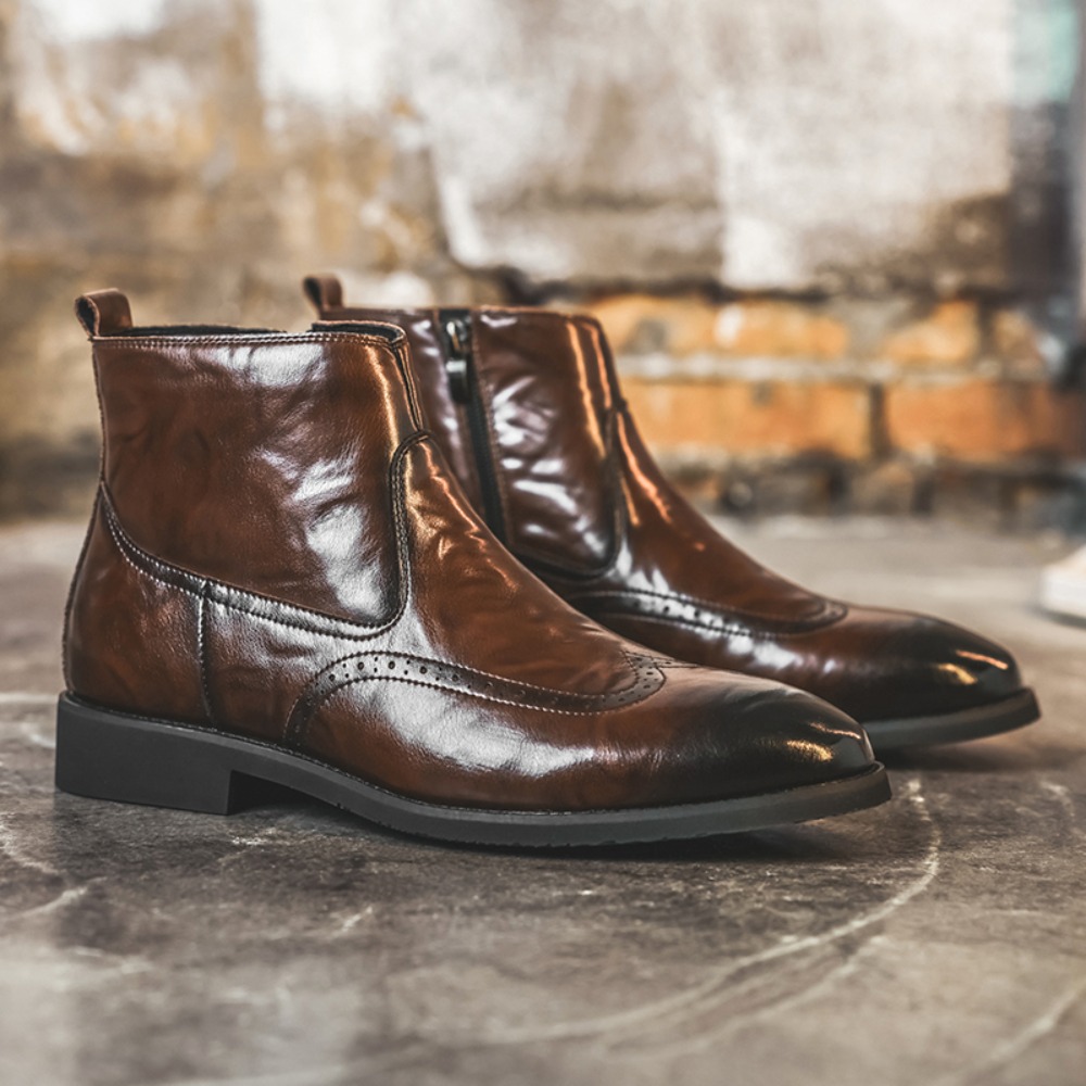 Formal Upper Wear Men - Men Brogue Chelsea Boots Side Zipper