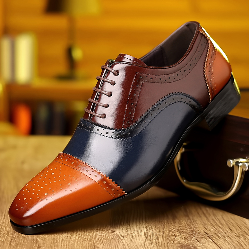 Lace‑up Color‑block Brogue Oxf - Formal Upper Wear Men review and price