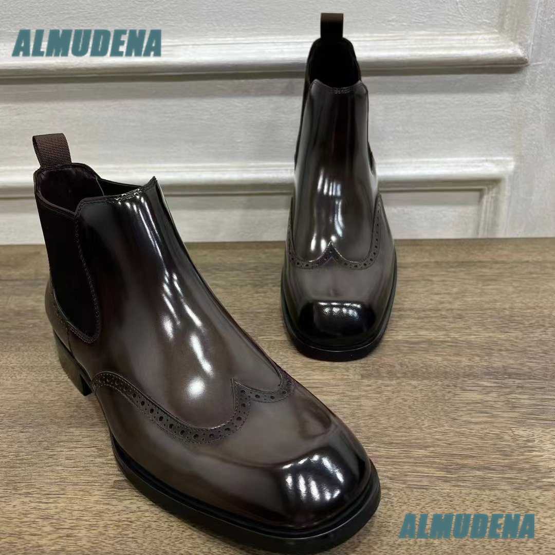 Men Brown Glossy Brogue Chelse - Men'S Formal Style review and price