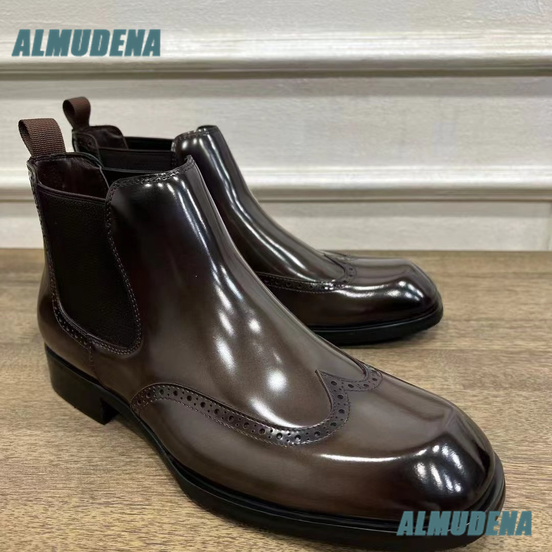 Men Brown Glossy Brogue Chelse - Men'S Formal Style review and price