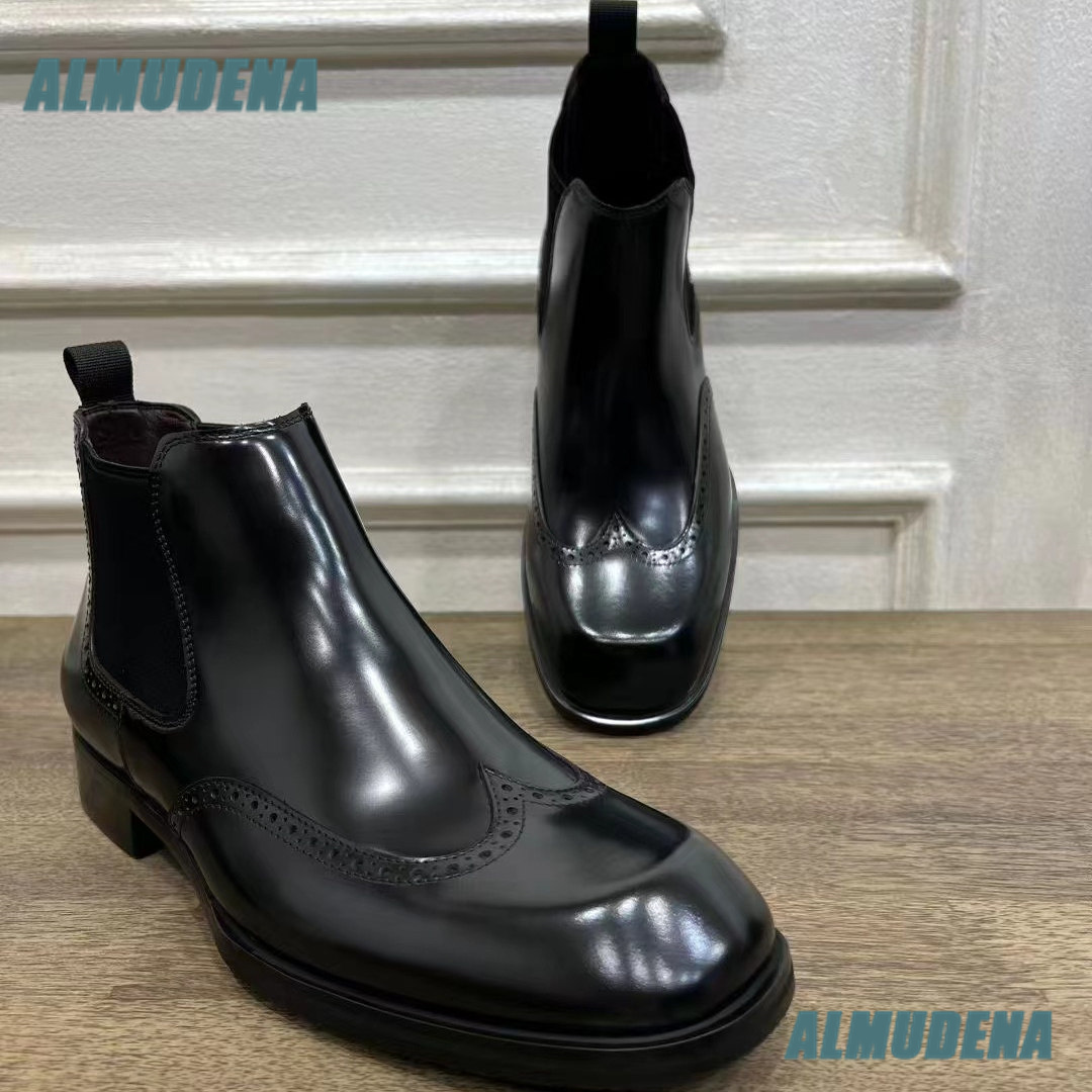 Men Brown Glossy Brogue Chelse - Men'S Formal Style review and price
