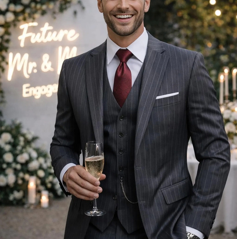 Elegant 3 Piece Wedding Party  - Men'S Formal Wear For Engagement review and price