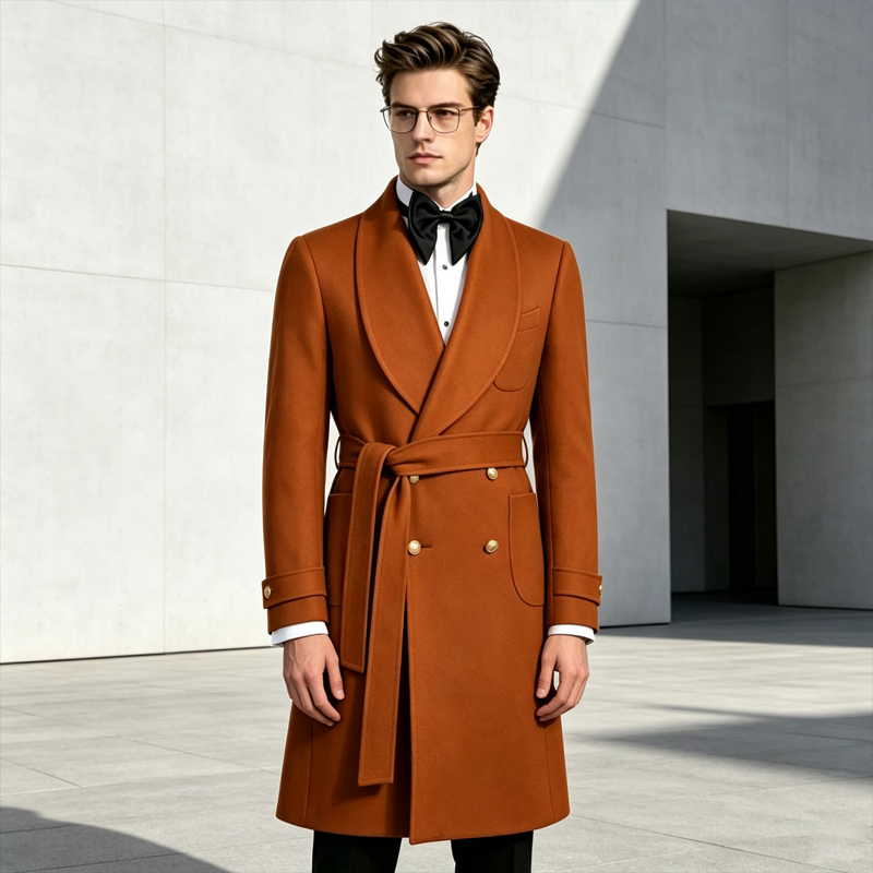 Luxury Men Wool Blend Overcoat - Men'S Formal Wear Belt review and price
