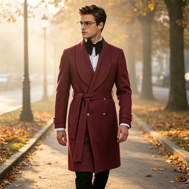 Luxury Men Wool Blend Overcoat - Men'S Formal Wear Belt review and price