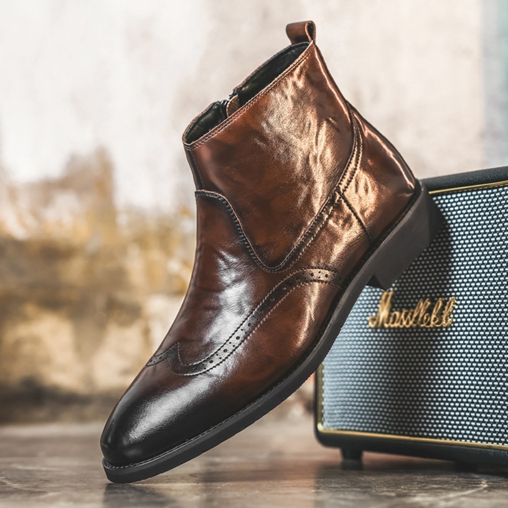 Men Brogue Chelsea Boots Side  - Formal Upper Wear Men review and price